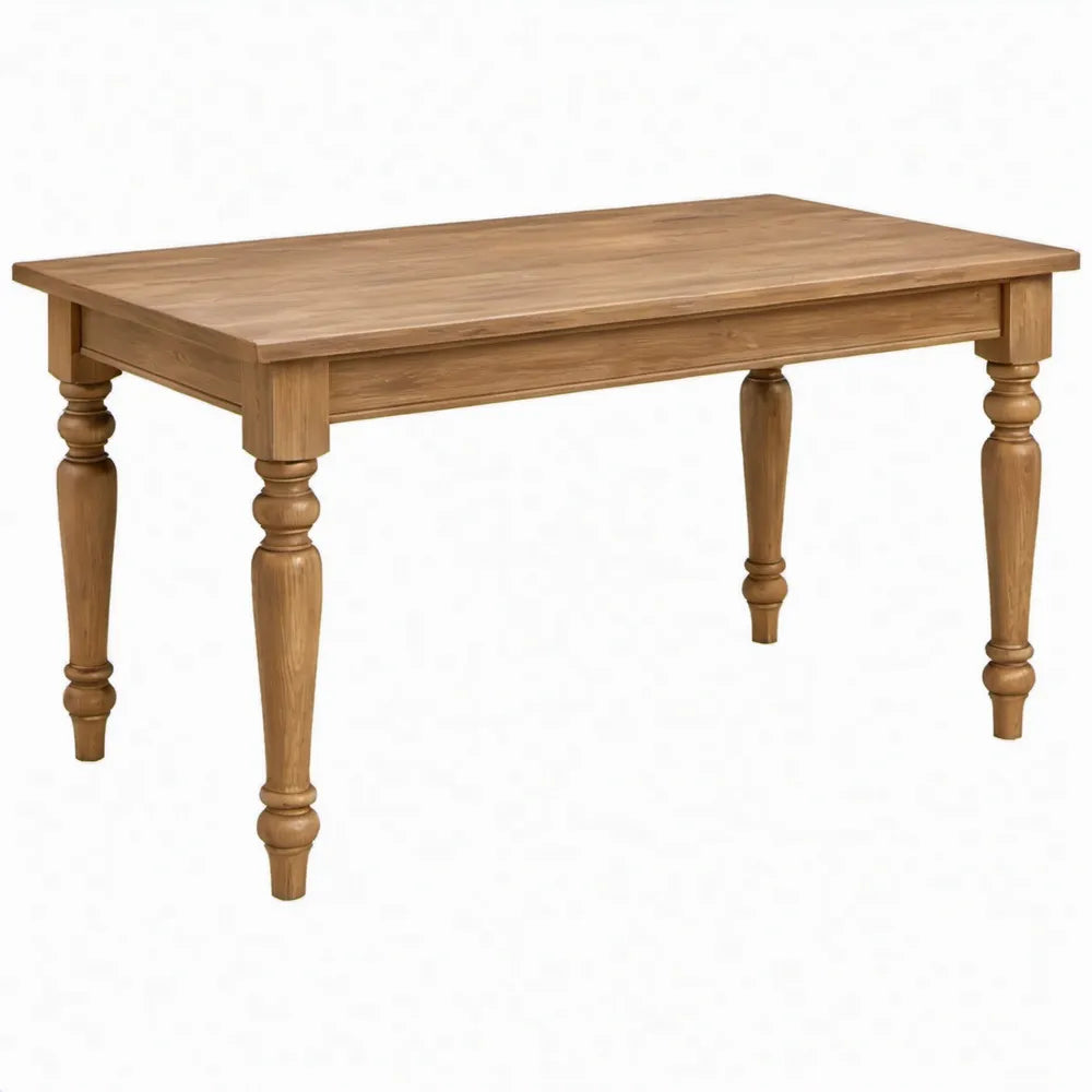 Rechthoekige eettafel van massief rubberhout 140 x 80 x 75 cm Naturel Bruin