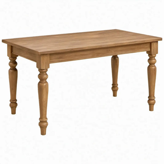 Rechthoekige eettafel van massief rubberhout 140 x 80 x 75 cm Naturel Bruin