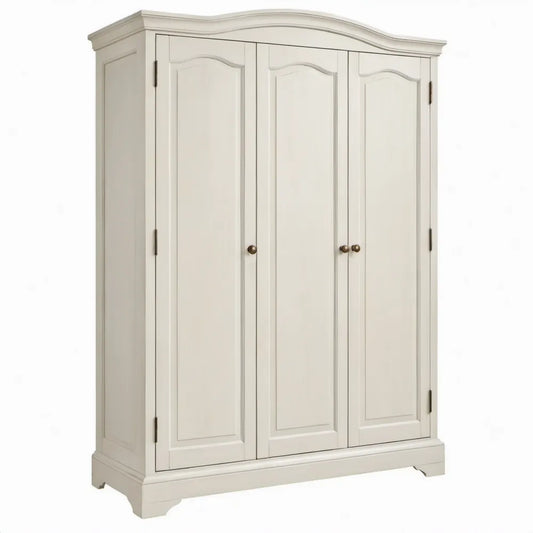 Kledingkast met 3 draaideuren 150 x 60 x 200 cm Gebroken wit MDF en grenenhout