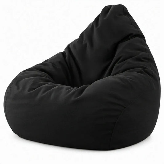 Peervormige zitzak van polyester met EPS-korrelvulling, 100 x 90 x 100 cm, zwart