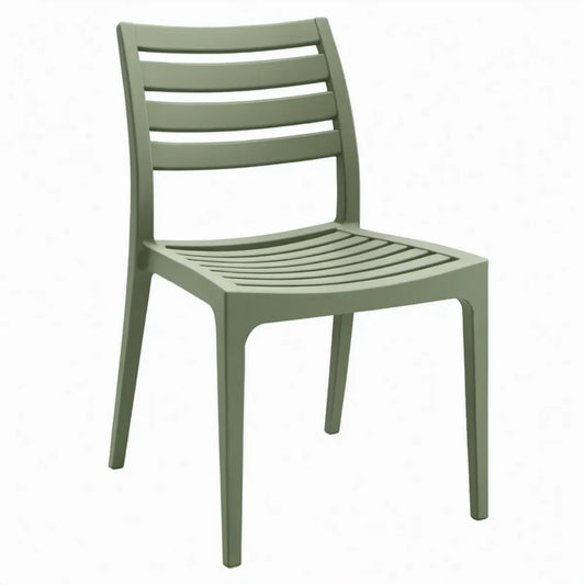 Groene polypropyleen stoel met lattenrugleuning, 55 x 46 x 82 cm