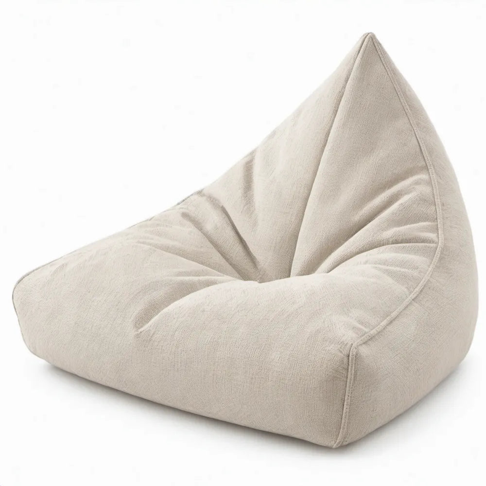 Driehoekige zitzak van polyester met EPS-vulling, 90 x 90 x 100 cm, beige
